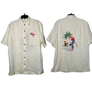 Carribean Mens Parrot Embroidered Shirt Size Large Vacation Cruise Island Resort